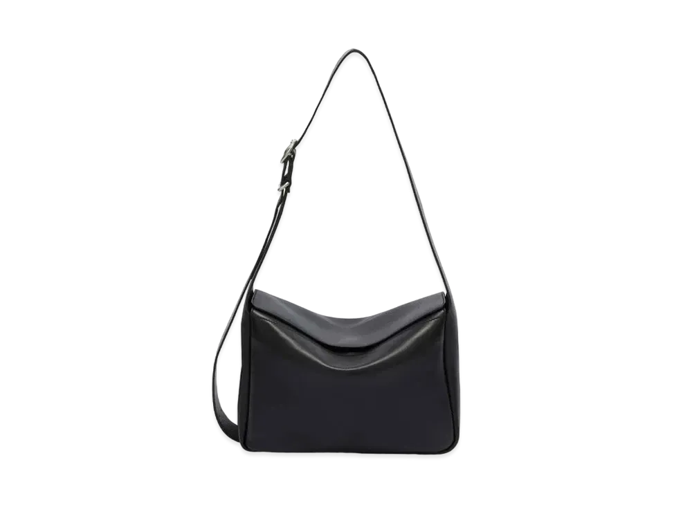 Jil Sander Flap Small Leather Crossbody Bag With Embossed logo "Black"