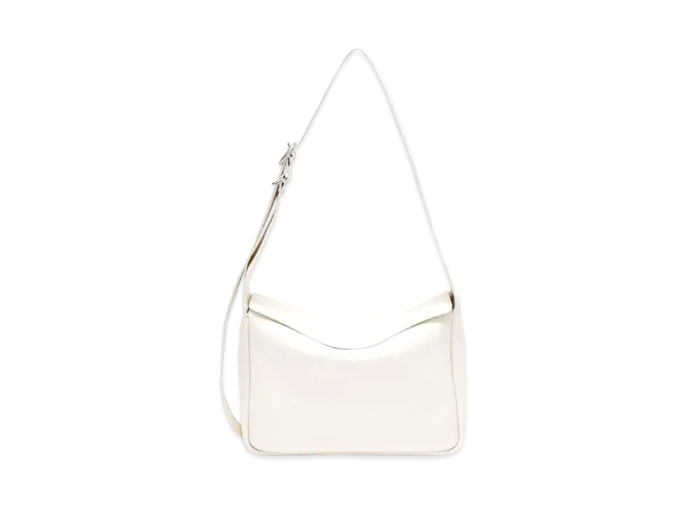 Jil Sander Flap Small Leather Crossbody Bag With Embossed logo "Egg Shell"