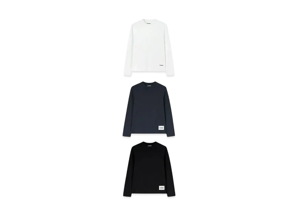 Jil Sander Women's 3-Pack Long-Sleeved T-Shirt Set "Black/White/Blue"