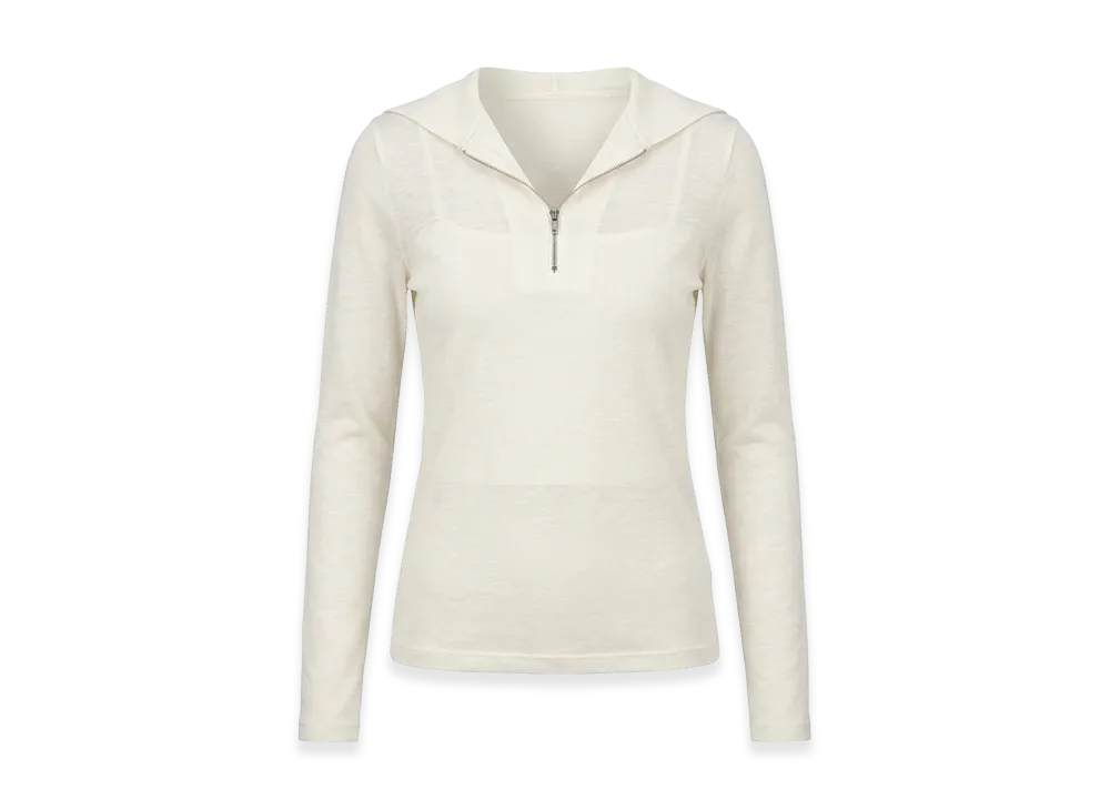 Jil Sander Women's Half Zip T-Shirt "Porcelain"