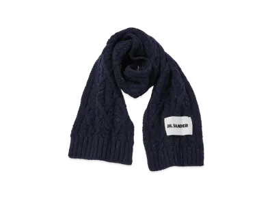 Jil Sander Women's Chunky Merino Cable Knit Scarf "Dark Navy"