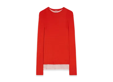 Jil Sander Lightweight Wool Layered T-Shirt "Red/Pink"
