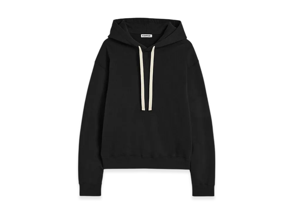 Jil Sander Cotton Terry Hooded Sweatshirt "Black"
