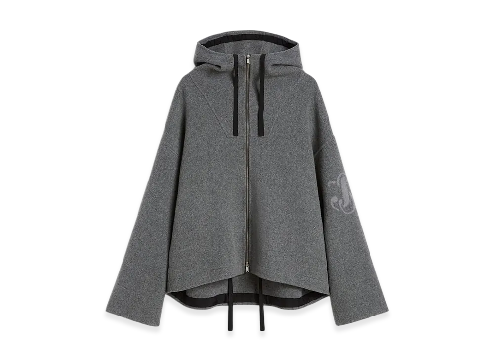 Jil Sander Felt Wool Hooded Blouson "Pebble"