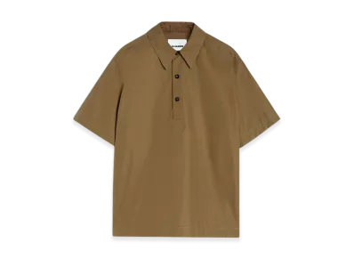 Jil Sander Cotton Taffeta Polo Shirt "Umber"