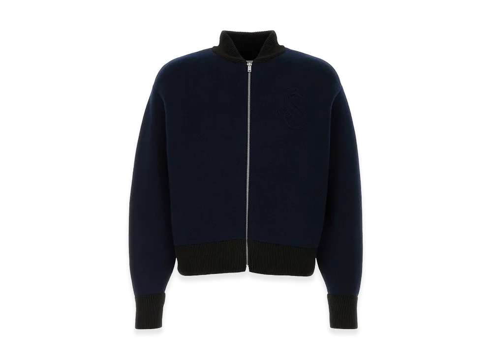 Jil Sander Dark Blue Wool Blend Cardigan "Blue"