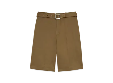 Jil Sander Cotton Belted Shorts "Umber"