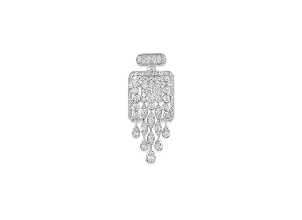 CHANEL N5 Signature Bottle Diamonds Brooch 18K White Gold Diamonds