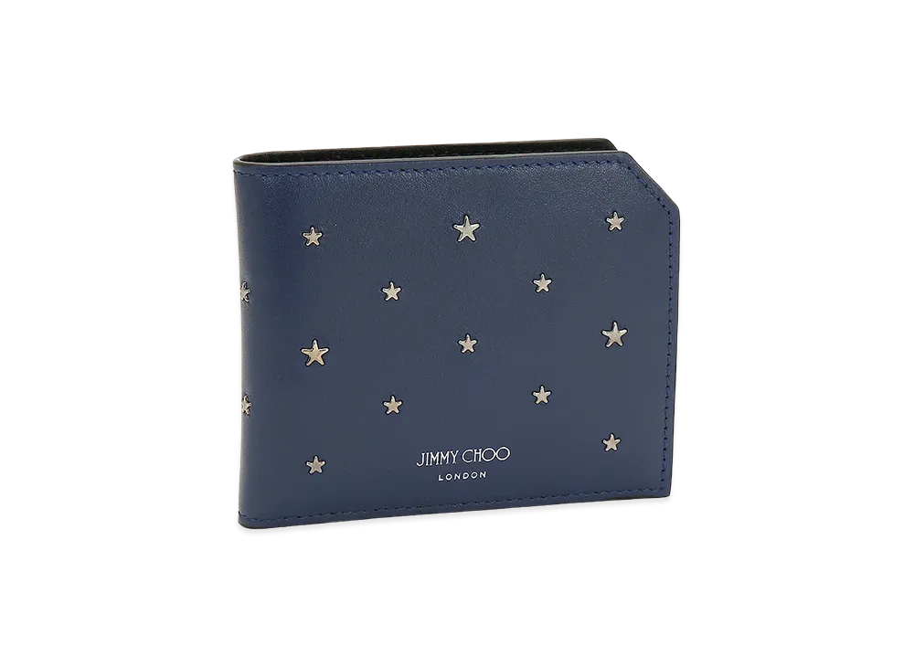 Jimmy Choo Albany Flat Star Stud Bifold Wallet "Ink"