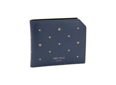 Jimmy Choo Albany Flat Star Stud Bifold Wallet "Ink"