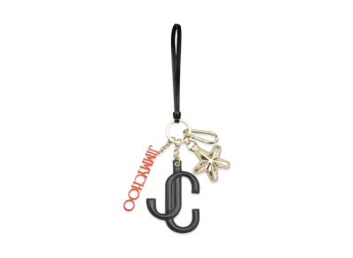 Jimmy Choo JC Multi Charm Calf Leather Star Logo Bag Charm "Black/Orange/Gold"