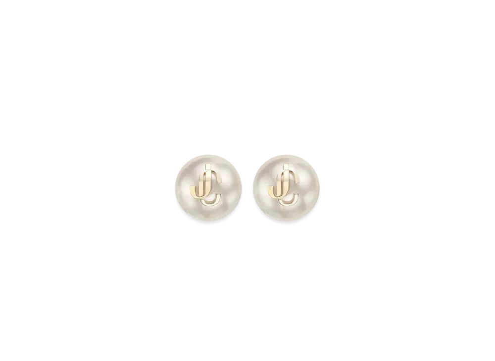 Jimmy Choo JC Pearl Studs Metal JC Pearl Stud Earrings "Gold/White"