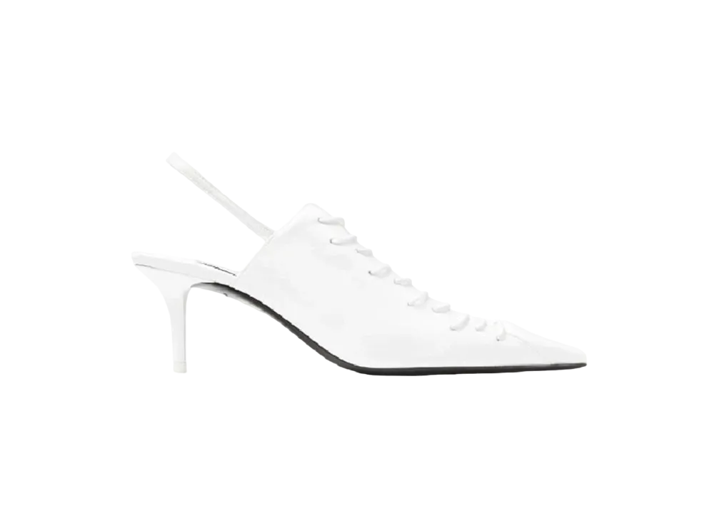 Jimmy Choo x Jean Paul Gaultier Sling Back 60 Patent Fabric Sling Back Pumps With Laces Limited Edition "Optical White"