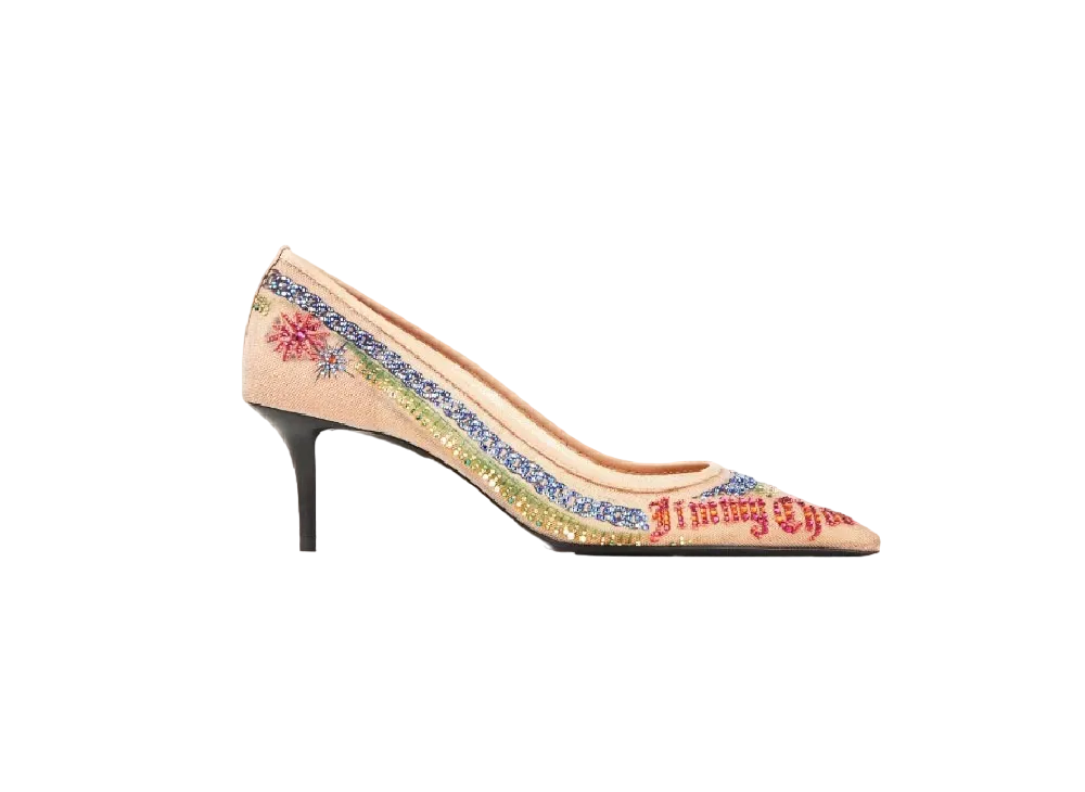 Jimmy Choo x Jean Paul Gaultier Pump 60 Tattoo Print Mesh With Swarovski Crystals Limited Edition "Beige"