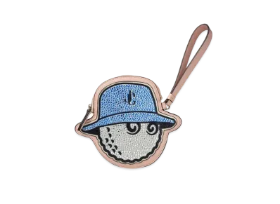 Jimmy Choo x Malbon Golf Zip Pouch Crystal Embellished Leather Buckets Pouch "Macaron"
