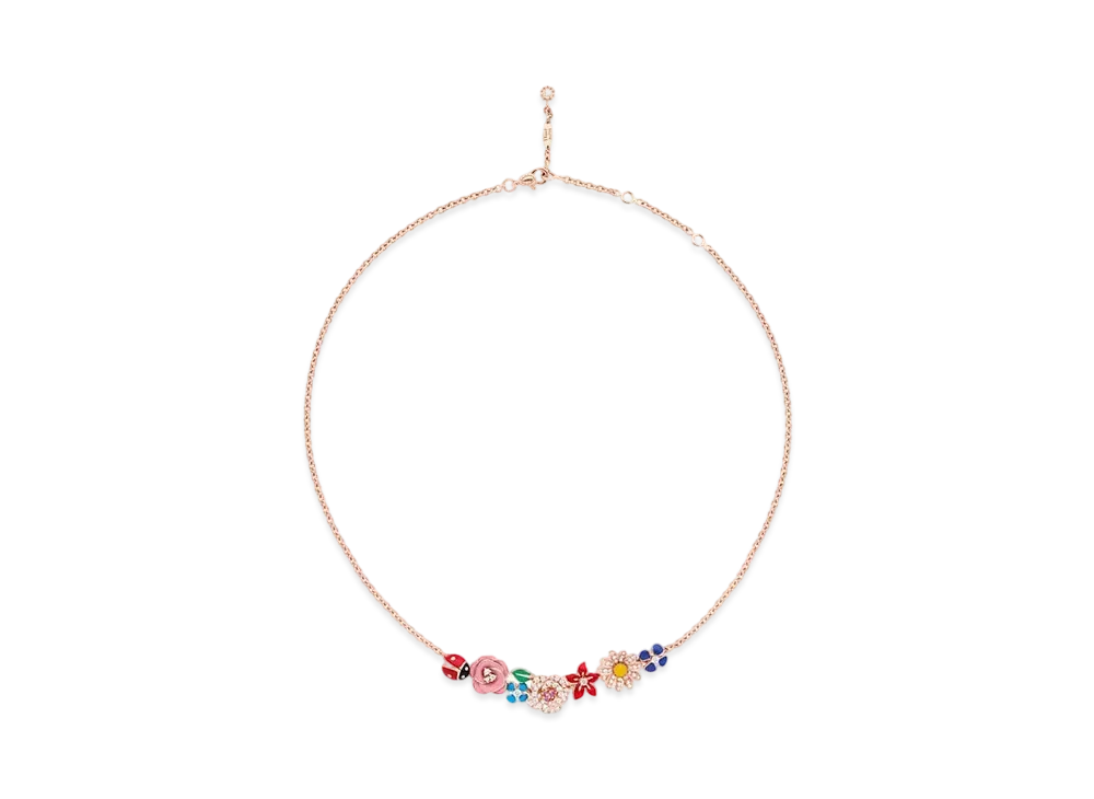 Dior Diorette Necklace Diamonds Sapphires Lacquer "Pink Gold"