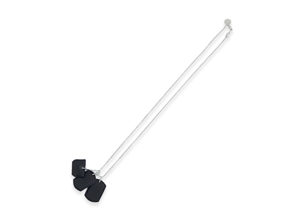 JieDa Leather Plate Necklace "Silver"