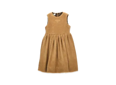 FENDI Kids Faux Fur Logo Embroidery Dress "Beige"
