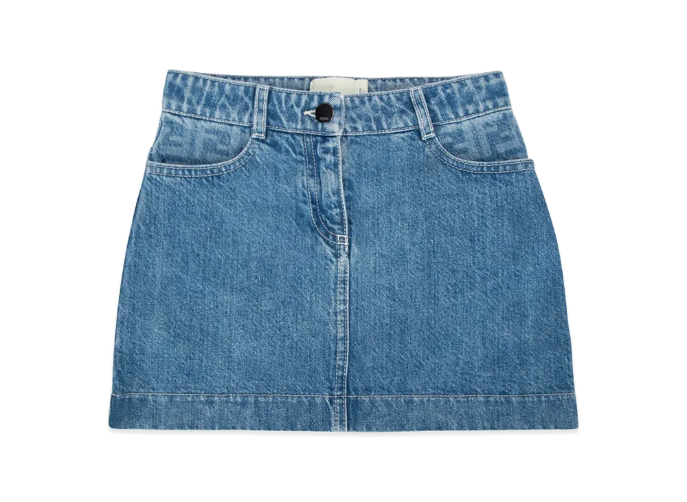 FENDI Kids Logo Embroidery Skirt "Blue"