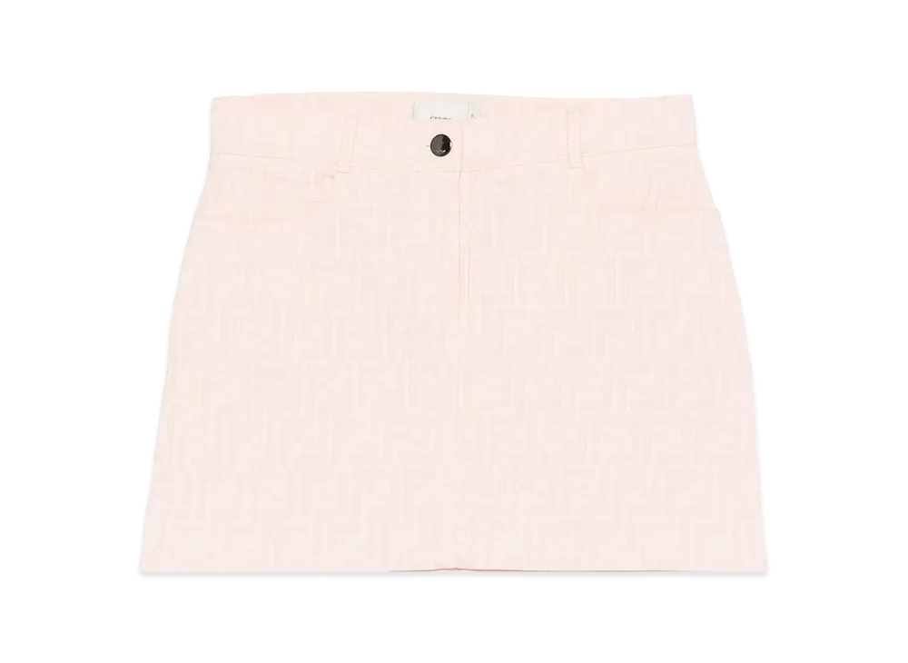 FENDI Kids FF Cotton Denim Skirt "Pink"