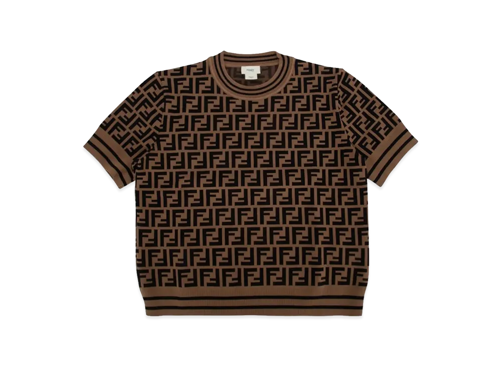 FENDI Kids FF Knit Short Sleeve Sweater "Brown"