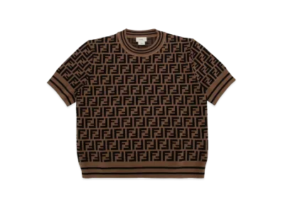 FENDI Kids FF Knit Short Sleeve Sweater "Brown"