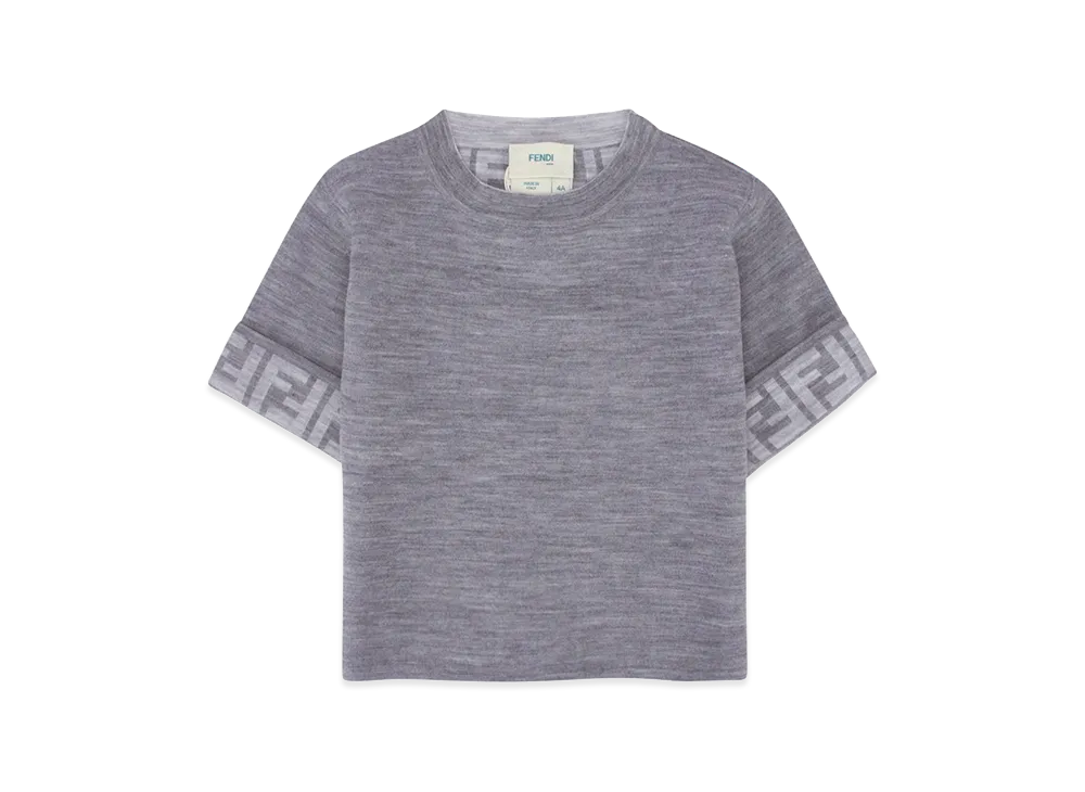 FENDI Kids Short Sleeve Sweater "Gray"
