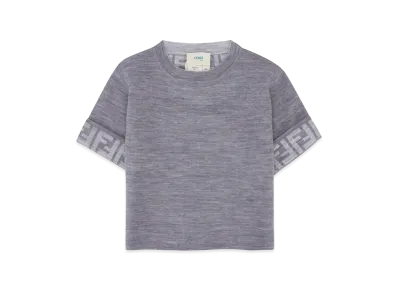FENDI Kids Short Sleeve Sweater "Gray"
