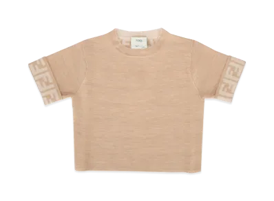 FENDI Kids Short Sleeve Sweater "Beige"