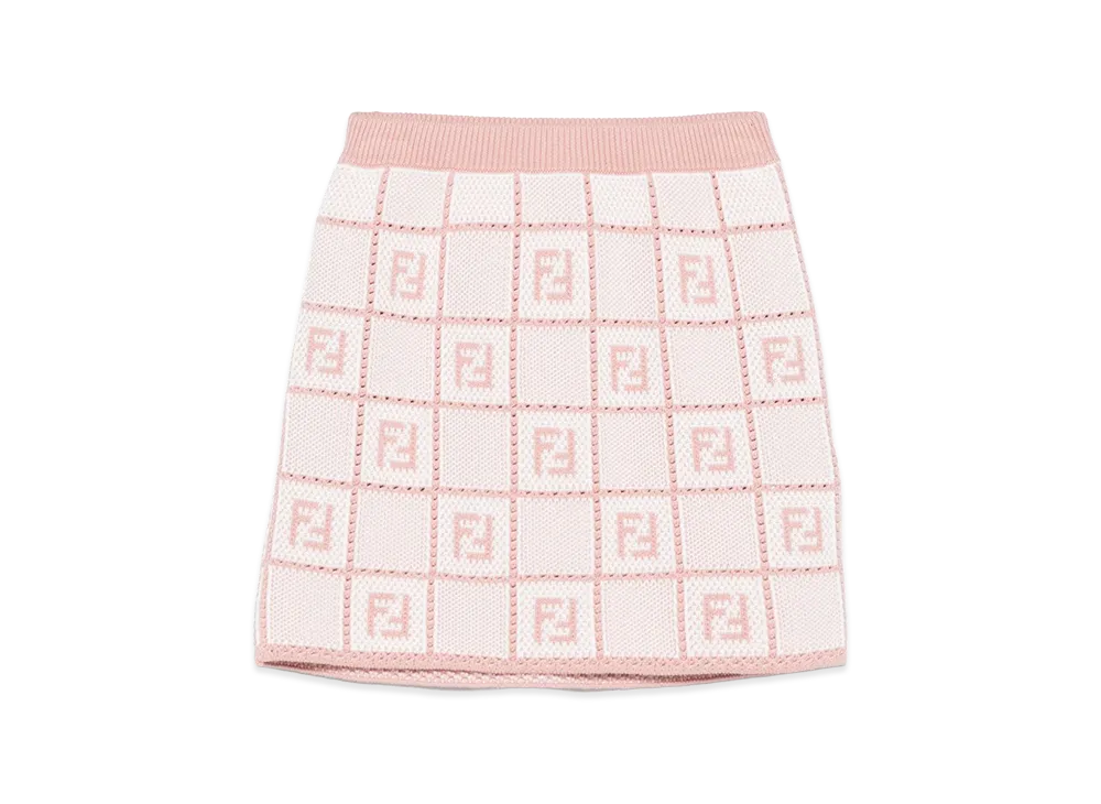 FENDI Kids Cotton Crochet Skirt "White/Pink"