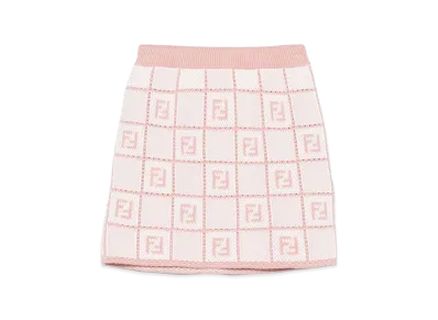 FENDI Kids Cotton Crochet Skirt "White/Pink"