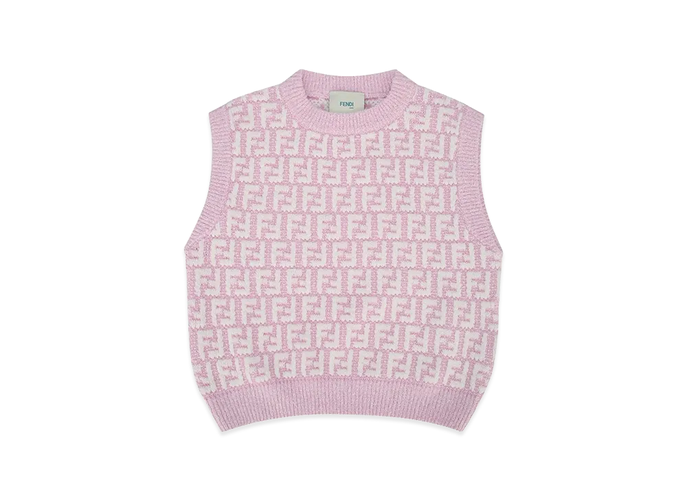 FENDI Kids FF Viscose Knit Vest "Pink"