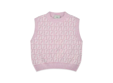 FENDI Kids FF Viscose Knit Vest "Pink"