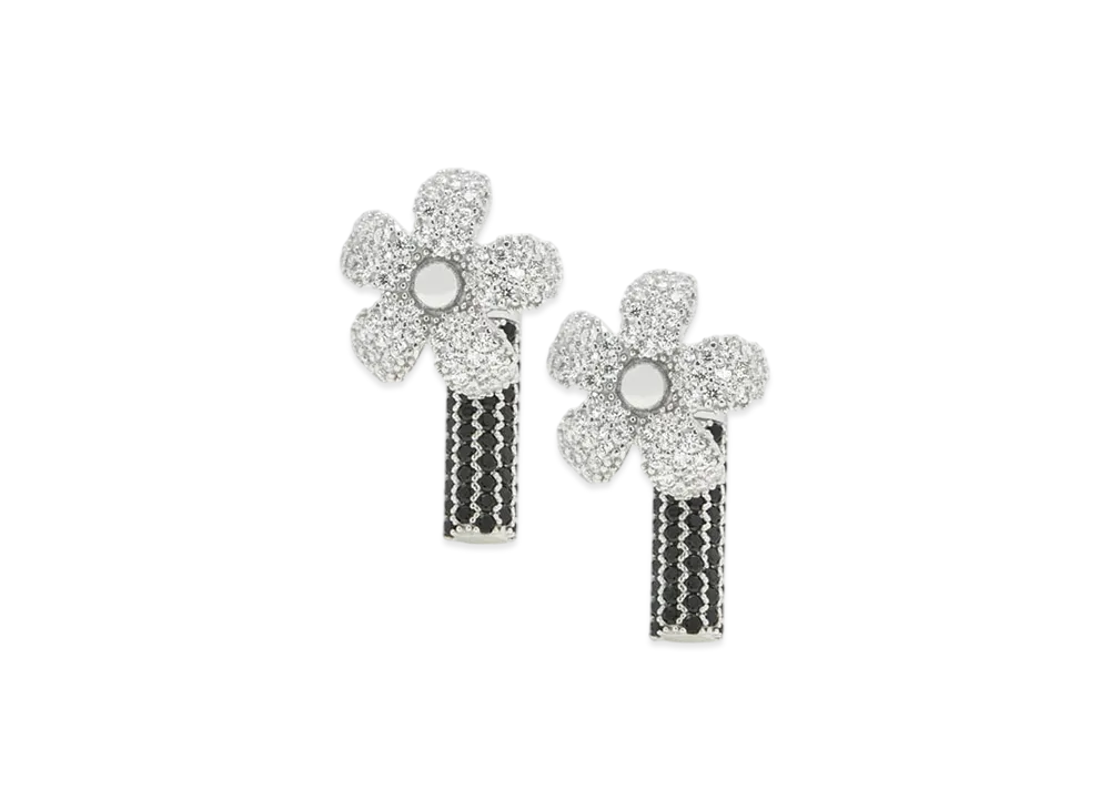 LOEWE Flower Earrings "Silver/Clear"