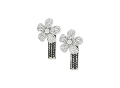 LOEWE Flower Earrings "Silver/Clear"