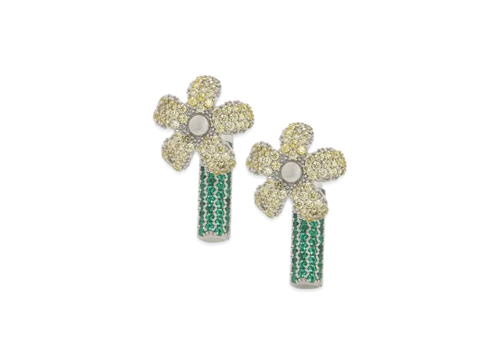 LOEWE Flower Earrings "Silver/Yellow"