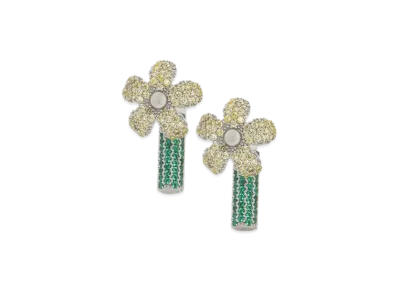 LOEWE Flower Earrings "Silver/Yellow"