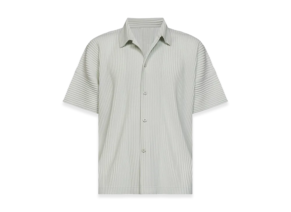HOMME PLISSE ISSEY MIYAKE Pleated Short Sleeve Shirt "Light Gray"