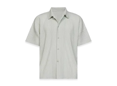 HOMME PLISSE ISSEY MIYAKE Pleated Short Sleeve Shirt "Light Gray"
