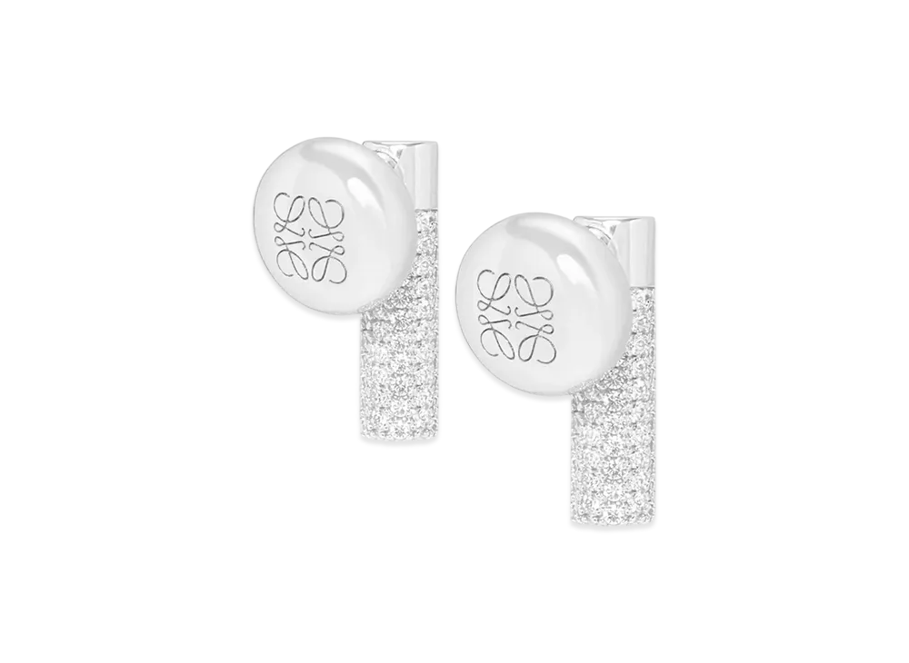 LOEWE Pebble Studs Earrings "Silver/White"