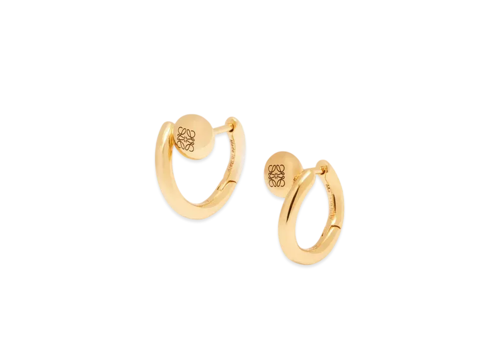 LOEWE Anagram Pebble Mini Hoop Earrings in Sterling Silver "Gold"
