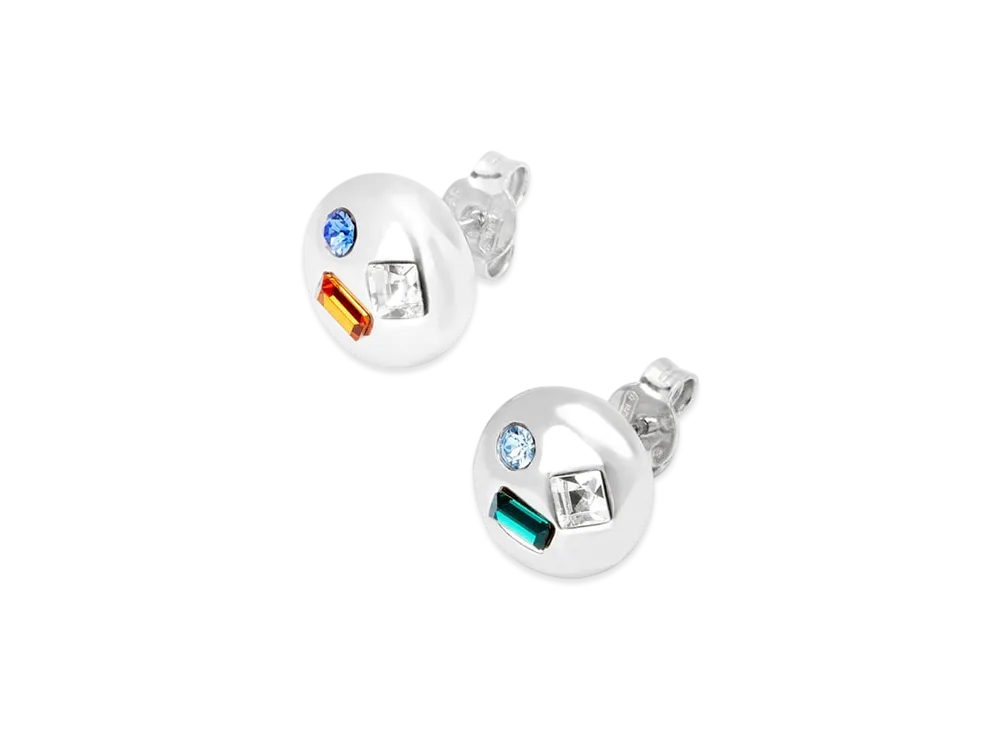 LOEWE Anagram Pebble Earrings "Silver/Green"