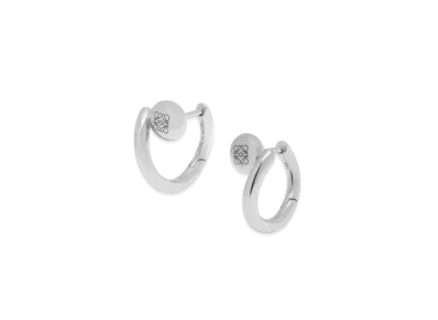 LOEWE Anagram Pebble Mini Hoop Earrings in Sterling Silver "Silver"