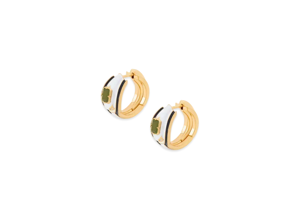 LOEWE Snake Earrings in Sterling Silver, Crystals and Jade "Gold/White"