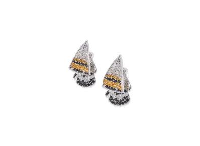 LOEWE Feather Earrings in Sterling Silver and Crystals "Silver/Orange"