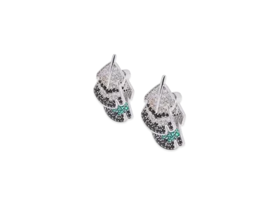 LOEWE Feather Earrings in Sterling Silver and Crystals "Silver/White"
