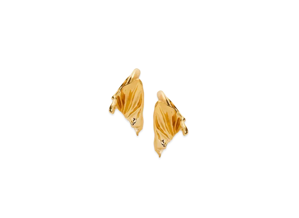 LOEWE x Lynda Benglis Pleated Fan Hoop Earrings in Sterling Silver "Gold"