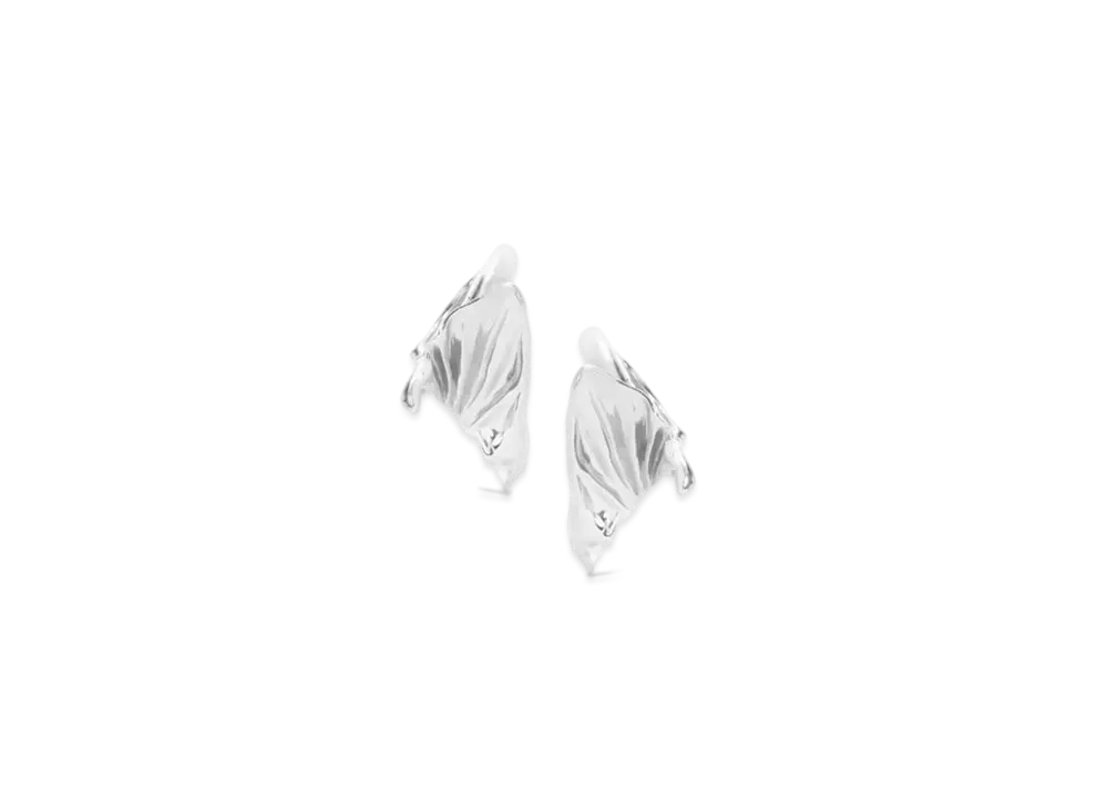 LOEWE x Lynda Benglis Pleated Fan Hoop Earrings in Sterling Silver "Silver"