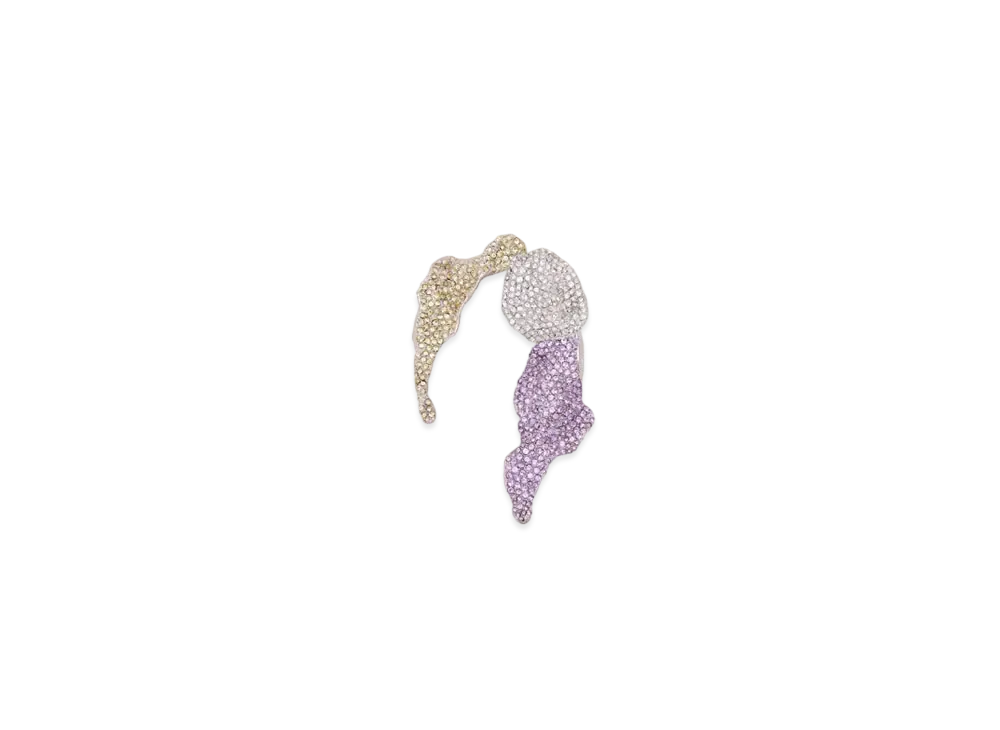 LOEWE x Lynda Benglis Glitter Fragment Ear Cuff in Sterling Silver and Crystals "Silver/Light Mauve/Pale Yellow"