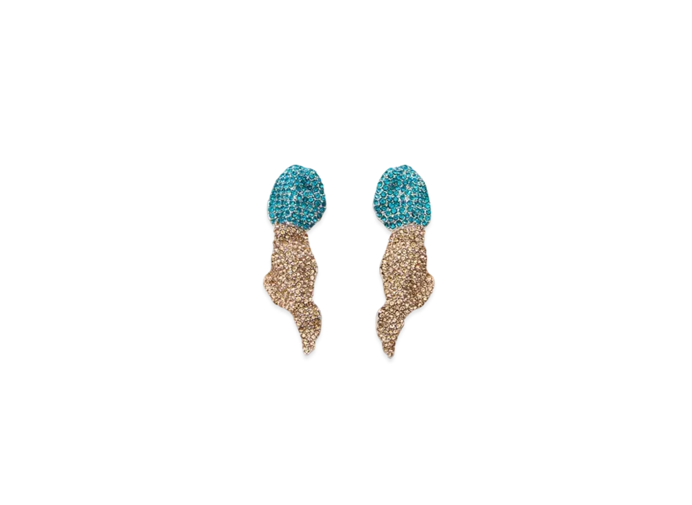 LOEWE x Lynda Benglis Glitter Fragment Earrings in Sterling Silver and Crystals "Silver/Turquoise/Yellow"